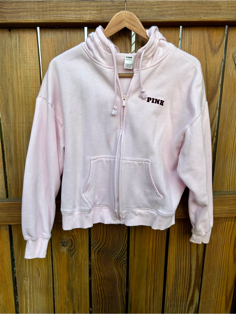 VS Pink Ivy Fleece Campus Full-Zip Hoodie Pink Sz. Small soft Cozy